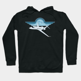 Bombardier Challenger 350 Jet Night Flight Pilot Wings Retro Aviation Design Hoodie